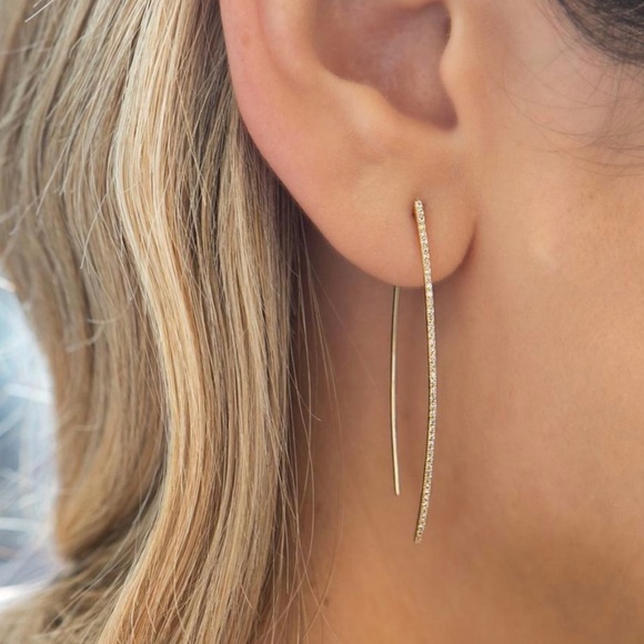 HAND MADE GOLD WISHBONE EARRINGS - Picture 2 of 5